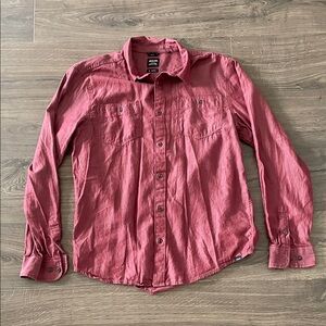 Men’s Prana Red Sheen Long Sleeve Slim Fit Button-Down Shirt, Size Large